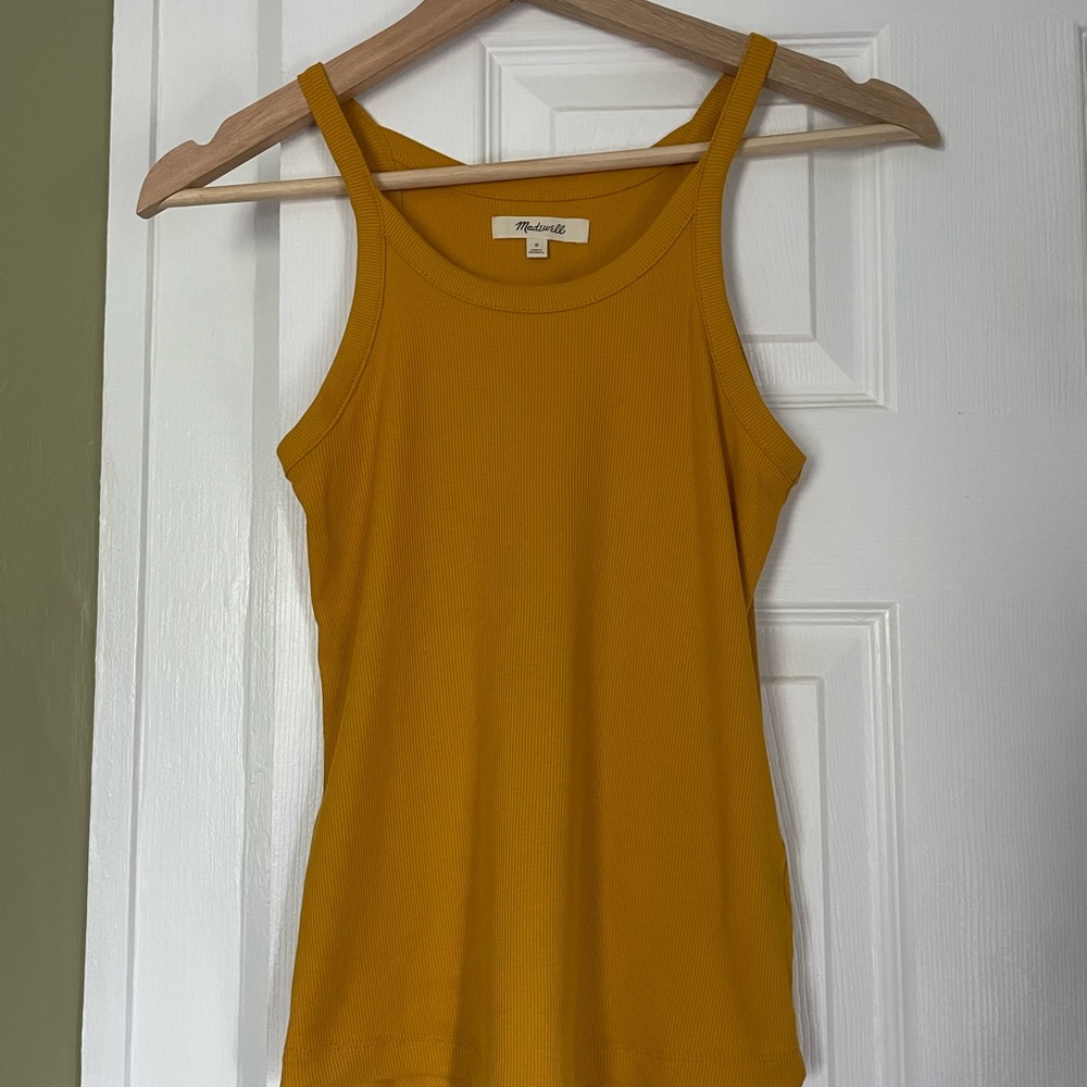 Madewell Ribbed Tank in Mustard Yellow